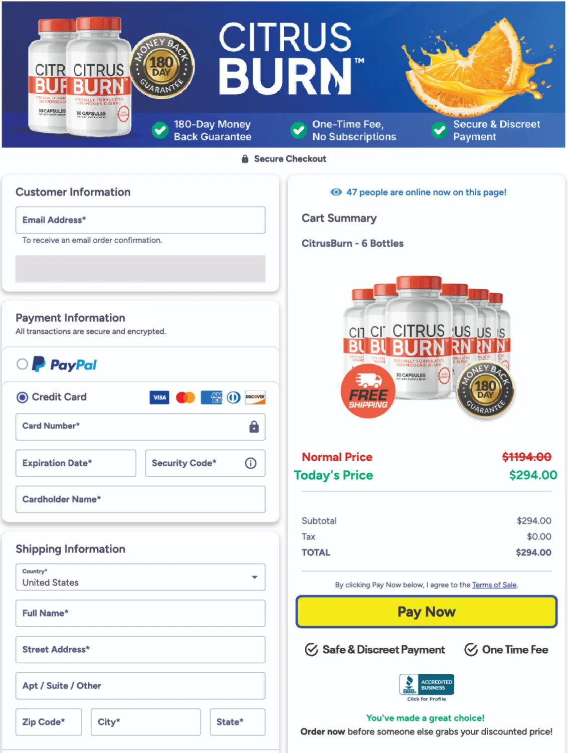 CitrusBurn-checkout-page